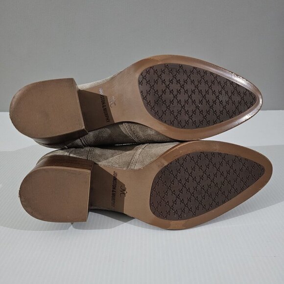 Johnston & Murphy Trista Ankle Bootie Womens 7 Taupe Suede Double Zip Low Heel - Picture 13 of 16